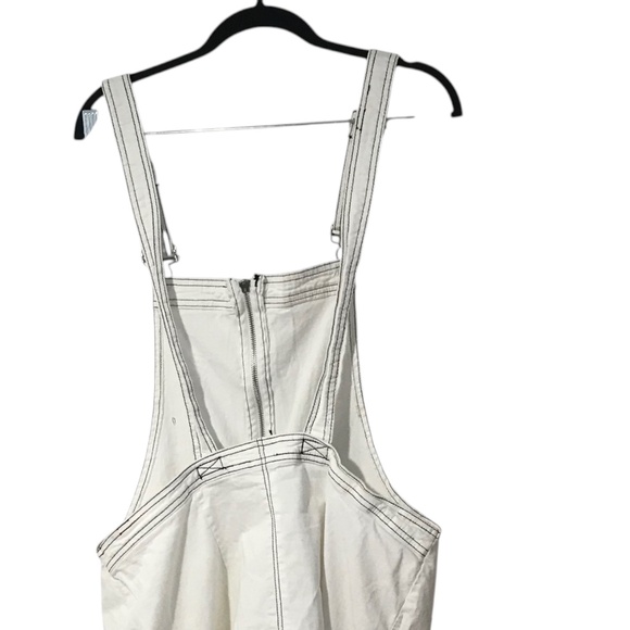 White Overall Pinafore Dress | Adjustable Straps | Denim Pinafore Jumper Dress - Picture 16 of 16
